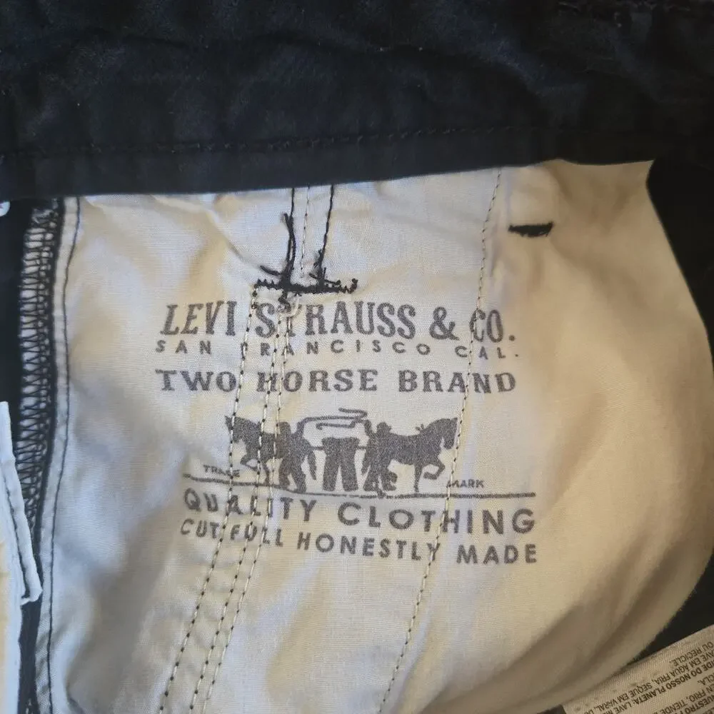 Levi Strauss &‎ Co Shorts Mens 30 Black Cargo Multi Pocket Workwear Cotton Faded